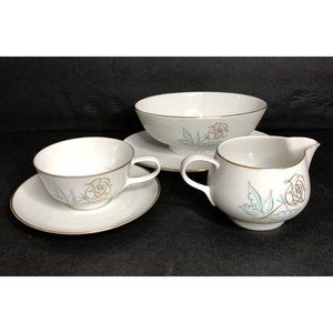 Easterling SPENCERIAN ROSE Creamer Gravy with Underplate Cup & Saucer Sketch